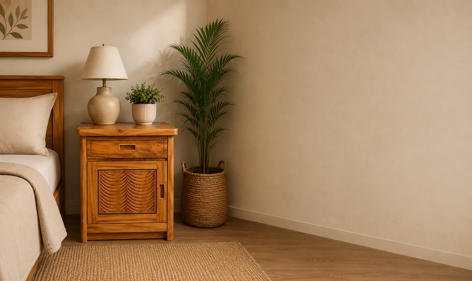 Broughton bedside 1 drawers & 1 door in teak wood