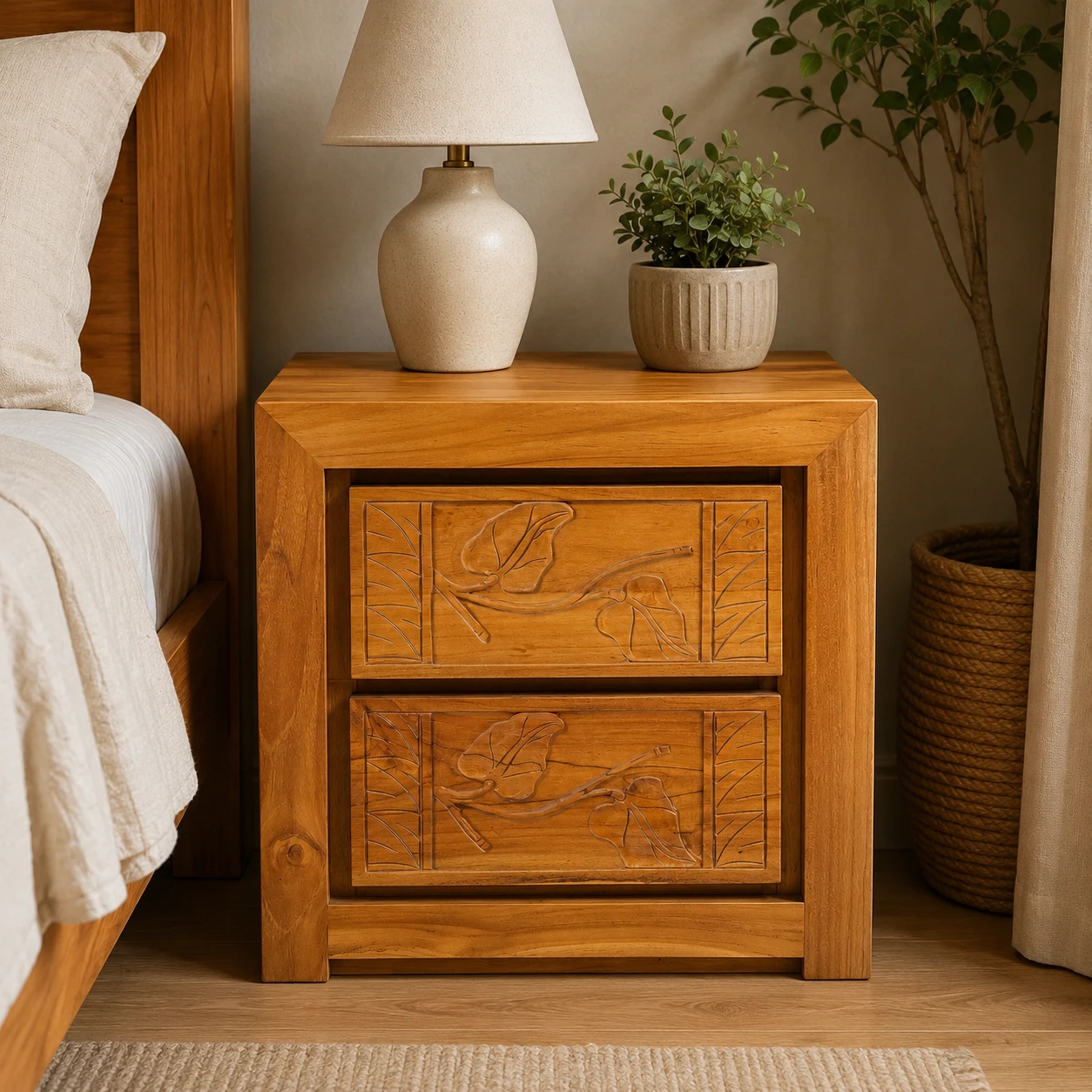 Canongate bedside 2 drawers in teak wood