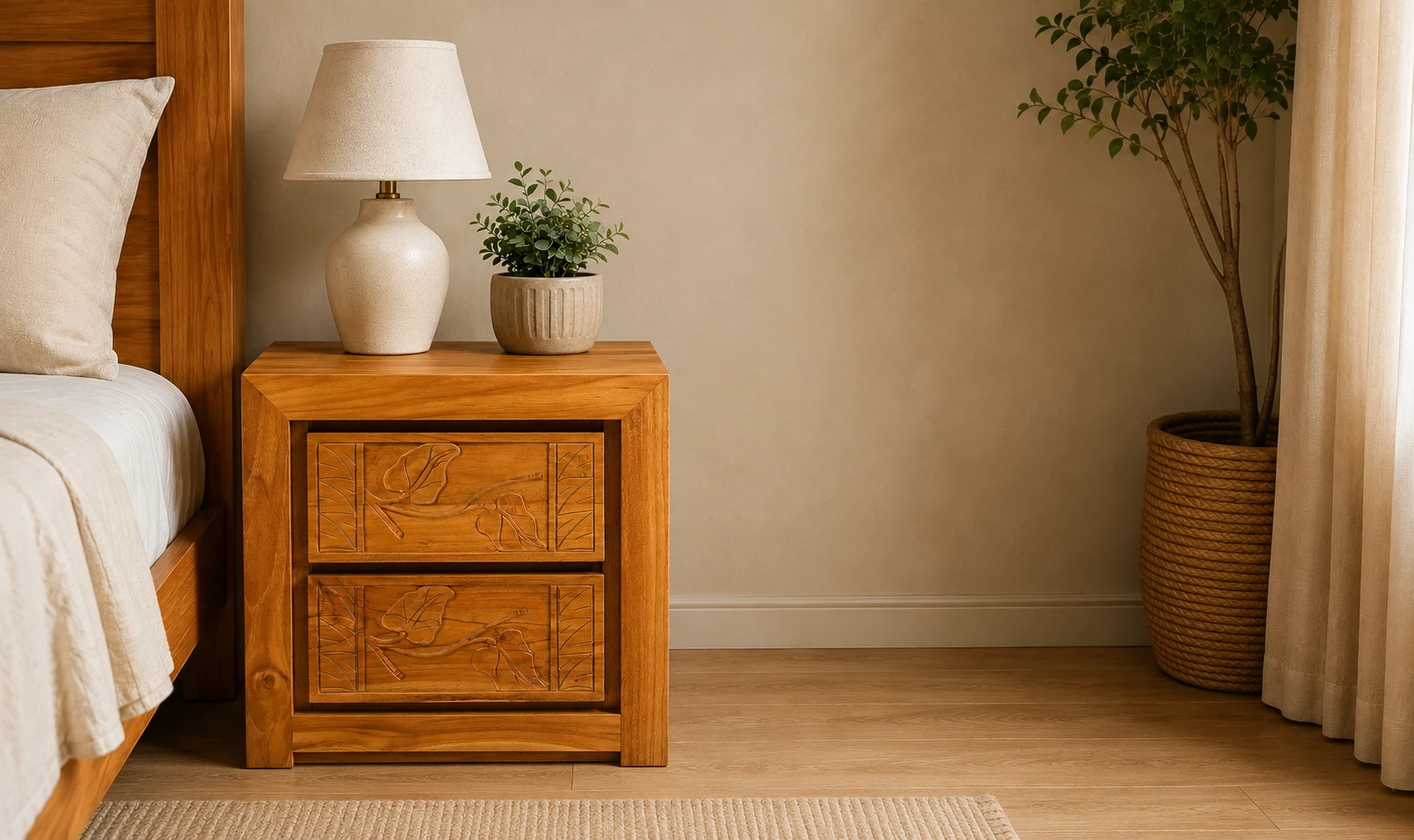 Canongate bedside 2 drawers in teak wood