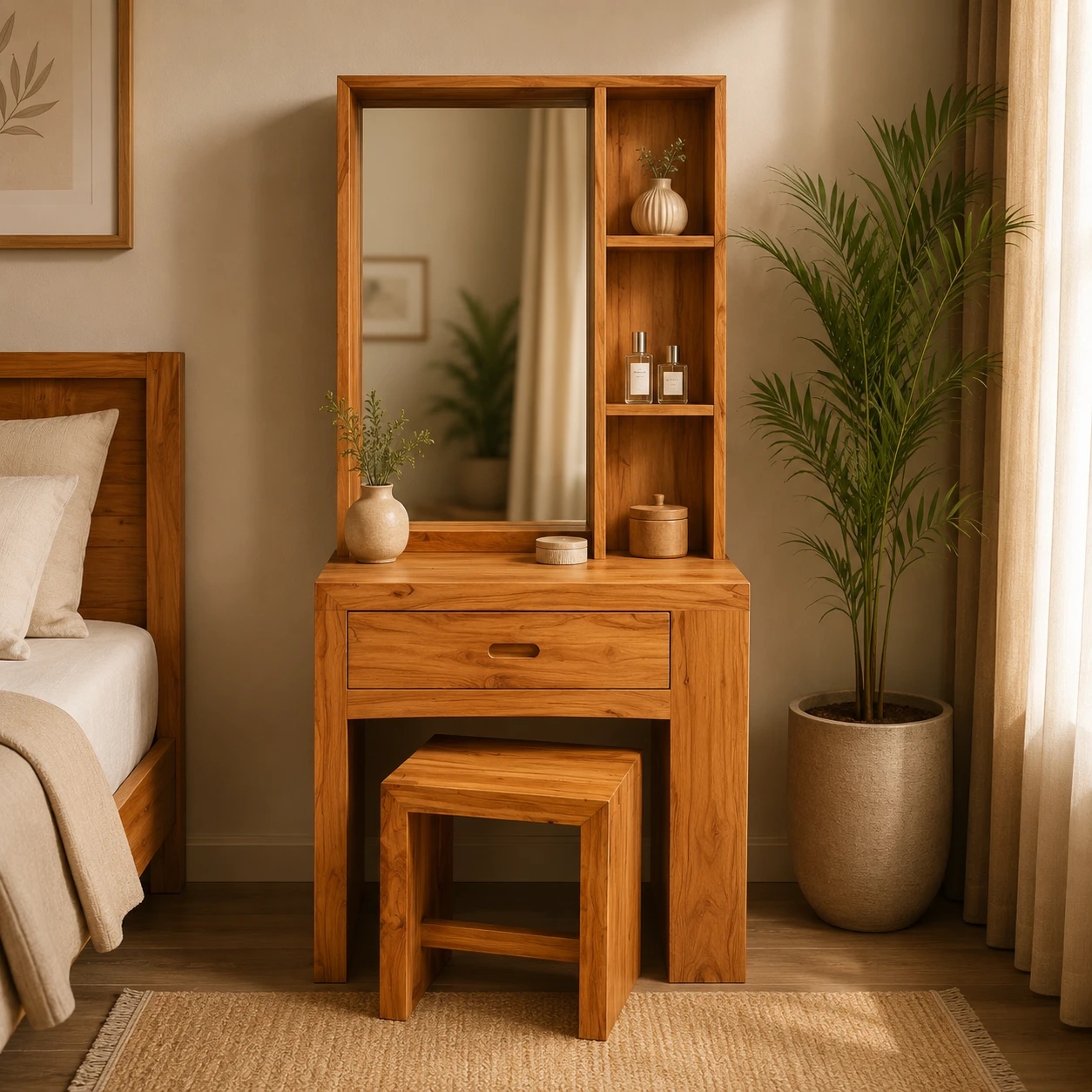 Bishops gate dressing table Strand with close storage space drawers in teak wood