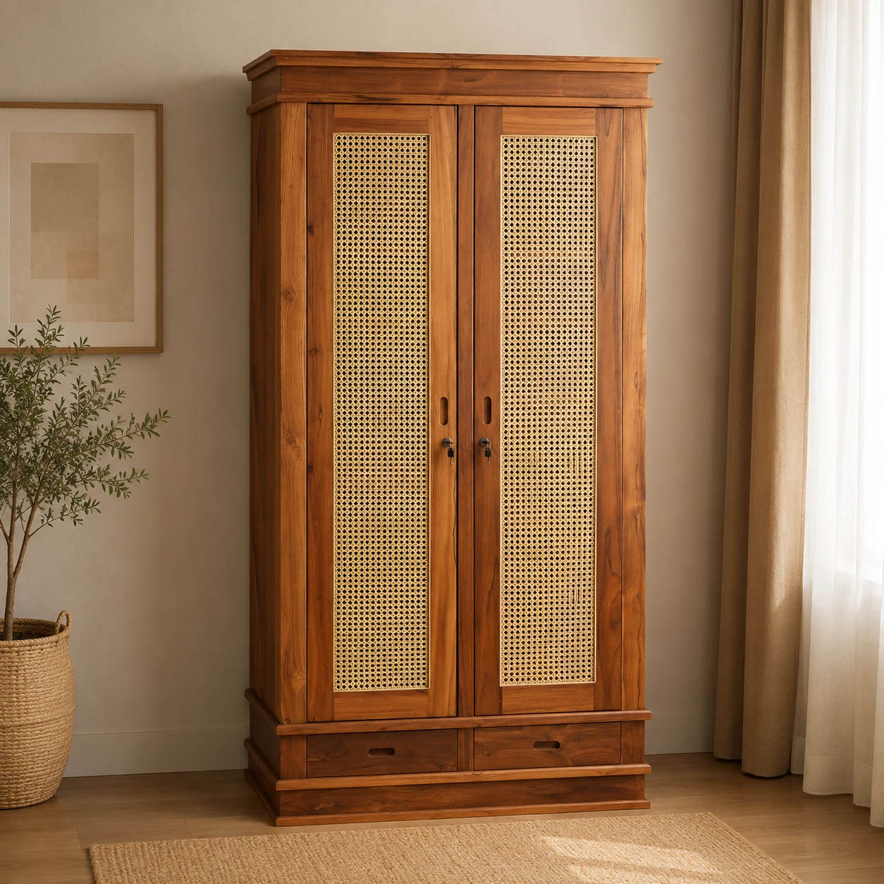 Chalcot  wardrobe 2 swing doors in teak wood