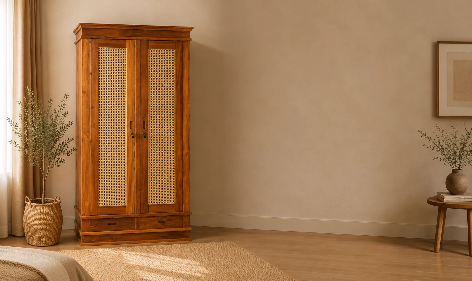 Chalcot  wardrobe 2 swing doors in teak wood
